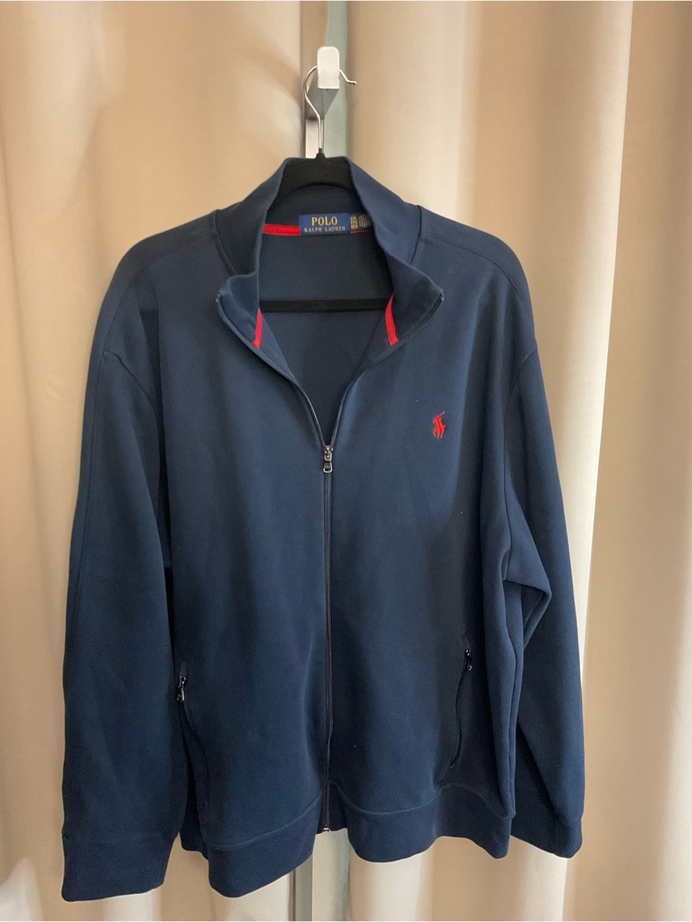 Polo by Ralph Lauren Navy Full-Zip Jacket with Red Pony Accent